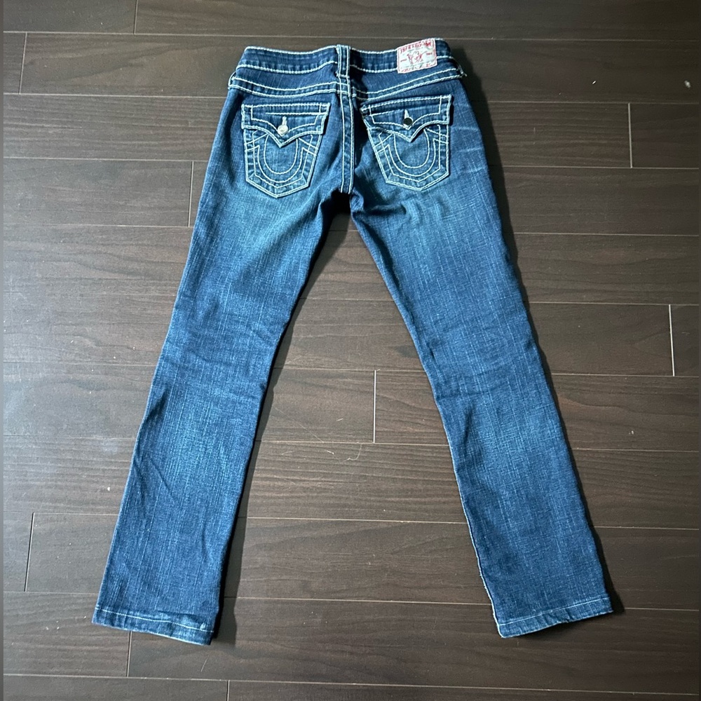 TRUE Religion Disco Billy Big T flap pocket blue stretch low rise bootcut 25